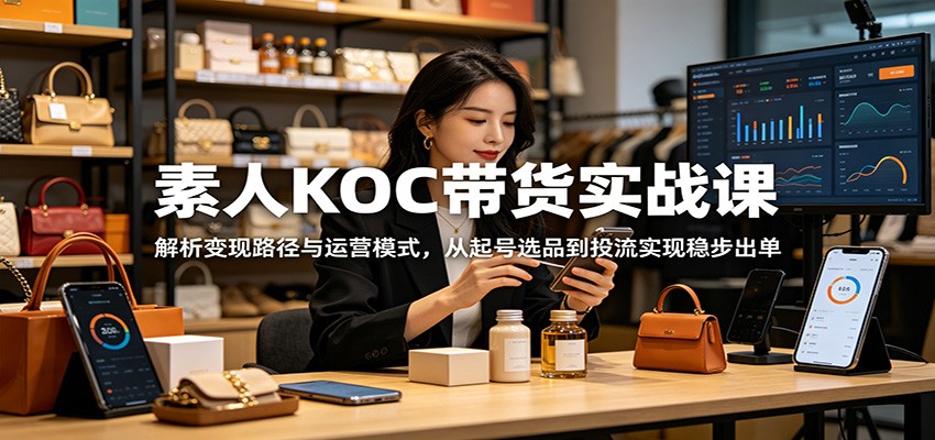 素人KOC带货实战课：解析变现路径与运营模式，从起号选品到投流实现稳步出单-资源后花园