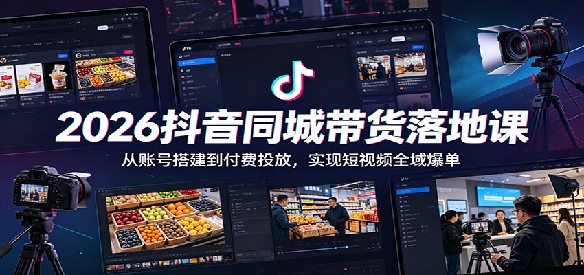 2026抖音同城带货落地课：从账号搭建到付费投放，实现短视频全域爆单-资源后花园