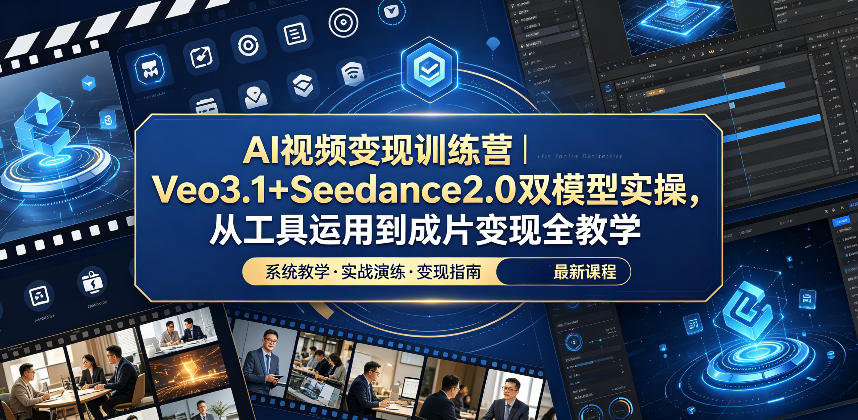 AI视频变现训练营｜Veo3.1+Seedance2.0双模型实操，从工具运用到成片变现全教学-资源后花园