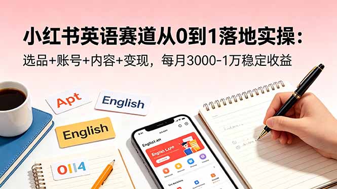 小红书英语赛道从0到1落地实操：选品+账号+内容+变现，每月3000-1万稳定收益-资源后花园