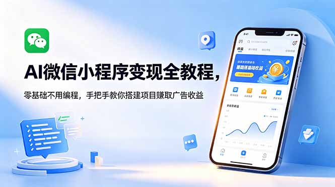 AI微信小程序变现全教程，零基础不用编程，手把手教你搭建项目赚取广告收益-资源后花园