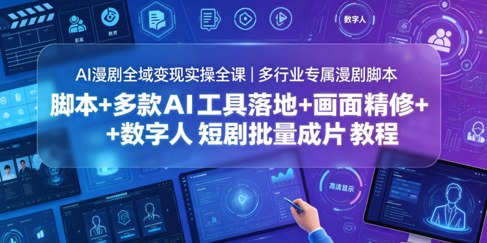 AI漫剧全域变现实操全课｜多行业专属漫剧脚本+多款AI工具落地+画面精修+数字人短剧批量成片全教程-资源后花园