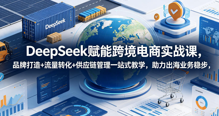DeepSeek赋能跨境电商实战课，品牌打造+流量转化+供应链管理一站式教学，助力出海业务稳步发展-资源后花园