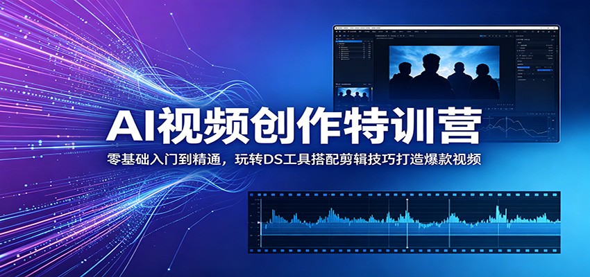 AI视频创作特训营：零基础入门到精通，玩转DS工具搭配剪辑技巧打造爆款视频-资源后花园