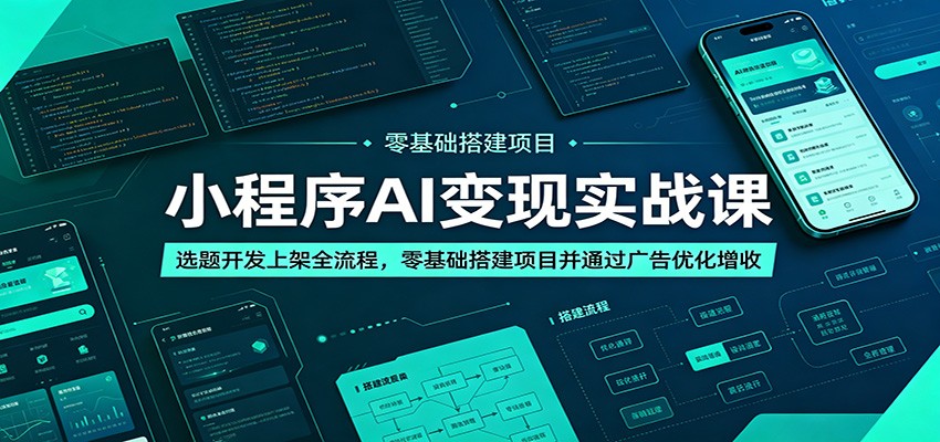 小程序AI变现实战课：选题开发上架全流程，零基础搭建项目并通过广告优化增收-资源后花园