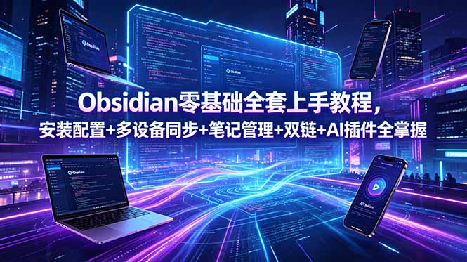 Obsidian零基础全套上手教程，安装配置+多设备同步+笔记管理+双链+AI插件全掌握-资源后花园