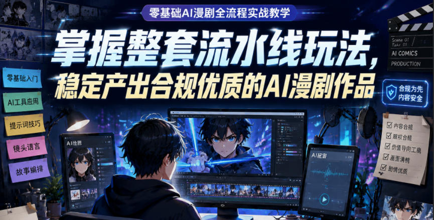 零基础AI漫剧全流程实战教学，掌握整套流水线玩法，稳定产出合规优质的AI漫剧作品-资源后花园