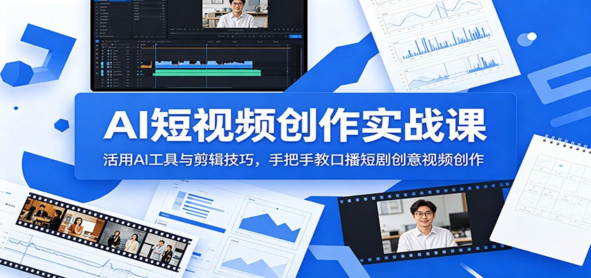 AI短视频创作实战课：活用AI工具与剪辑技巧，手把手教口播短剧创意视频创作-资源后花园