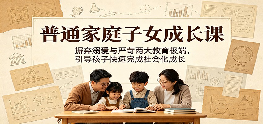 普通家庭子女成长课：摒弃溺爱与严苛两大教育极端，引导孩子快速完成社会化成长-资源后花园