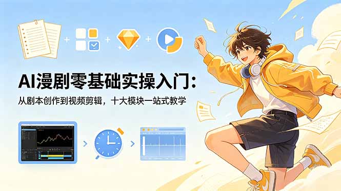 AI漫剧零基础实操入门：从剧本创作到视频剪辑，十大模块一站式教学-资源后花园