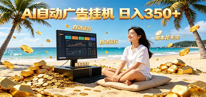 AI自动广告挂机 日入350+ 真正做到躺赚式变现，根本花不完！-资源后花园