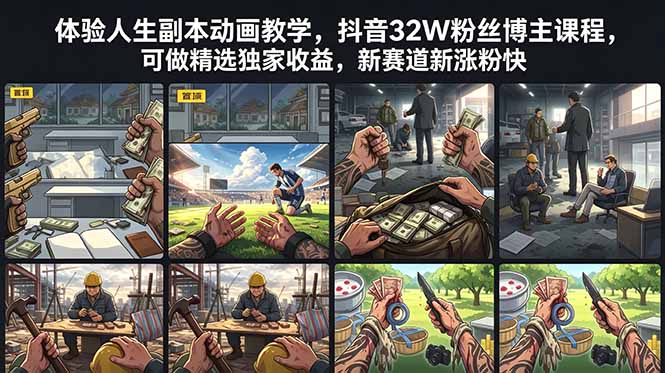 体验人生副本动画教学， 抖音32W粉丝博主课程，可做精选独家收益，新赛道新涨粉快-资源后花园