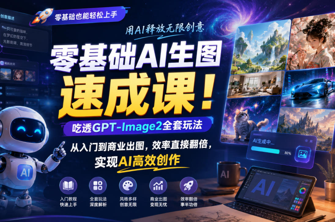 零基础AI生图速成课！吃透GPT-Image2全套玩法，从入门到商业出图，效率直接翻倍，实现AI高效创作-资源后花园