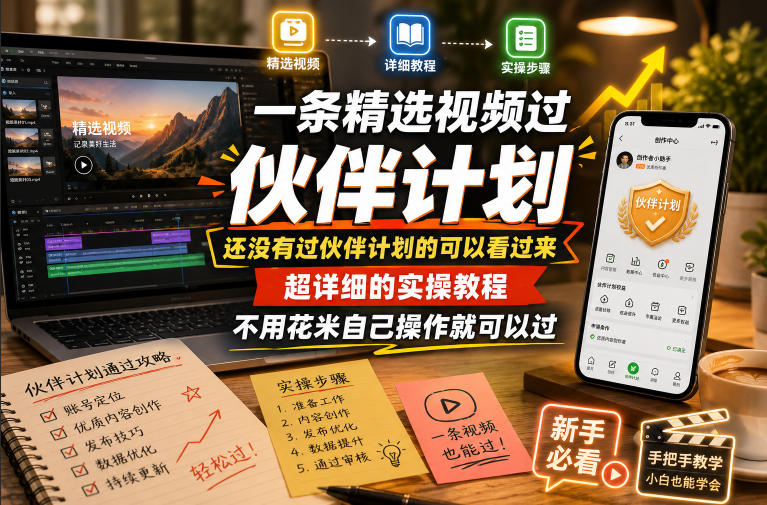 一条精选视频过伙伴计划，还没有过伙伴计划的可以看过来，超详细的实操教程，不用花米自己操作就可以过-资源后花园