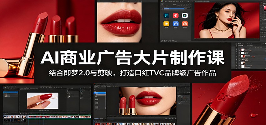 AI商业广告大片制作课：结合即梦2.0与剪映，打造口红TVC品牌级广告作品-资源后花园