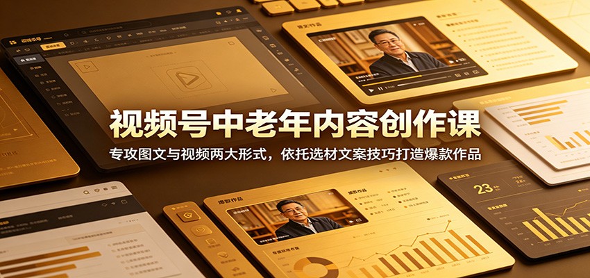 视频号中老年内容创作课：专攻图文与视频两大形式，依托选材文案技巧打造爆款作品-资源后花园