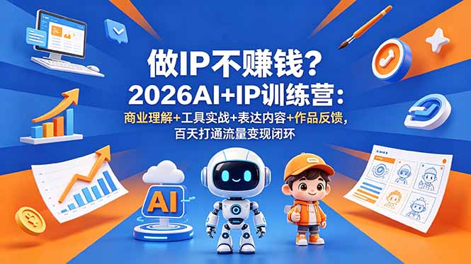 做IP不赚钱？2026AI+IP训练营：商业理解+工具实战+表达内容+作品反馈，百天打通流量变现闭环-资源后花园