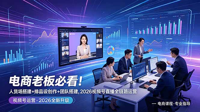 电商老板必看！人货场搭建+排品设计+素材创作+团队搭建，2026视频号直播全链路运营-资源后花园