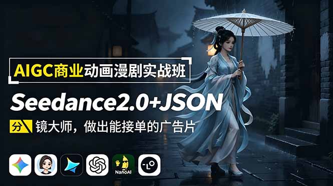 AIGC商业动画漫剧实战班：Seedance2.0+JSON分镜大师，做出能接单的广告片-资源后花园