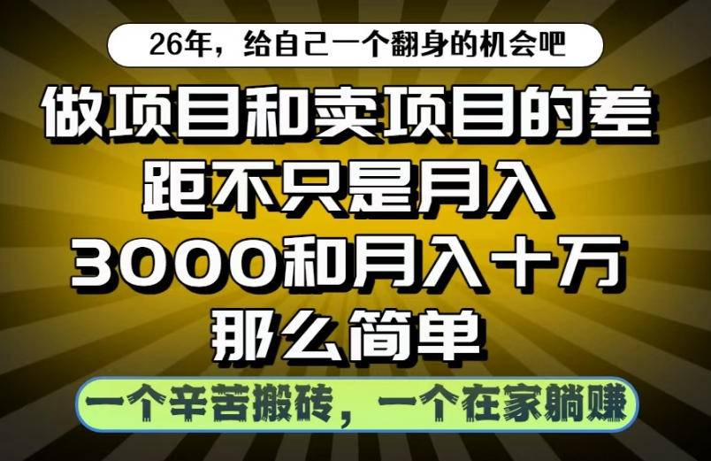 做项目和卖项目不只是月入3K和10W那么简单，一个努力搬砖，一个在家躺賺【揭秘】-资源后花园
