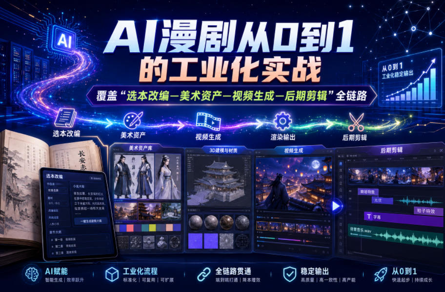 AI漫剧从0到1的工业化实战，覆盖“选本改编—美术资产—视频生成—后期剪辑”全链路(更新6月)-资源后花园