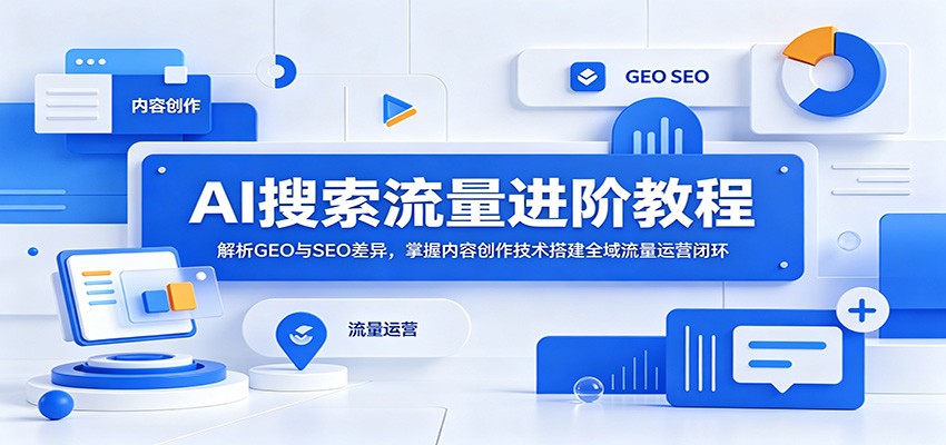 AI搜索流量进阶教程：解析GEO与SEO差异，掌握内容创作技术搭建全域流量运营闭环-资源后花园