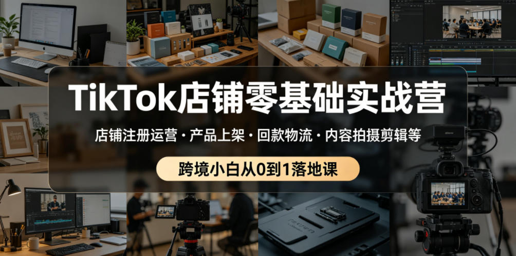 TikTok店铺零基础实战营，店铺注册运营・产品上架・回款物流・内容拍摄剪辑等 ，跨境小白从0到1落地课-资源后花园