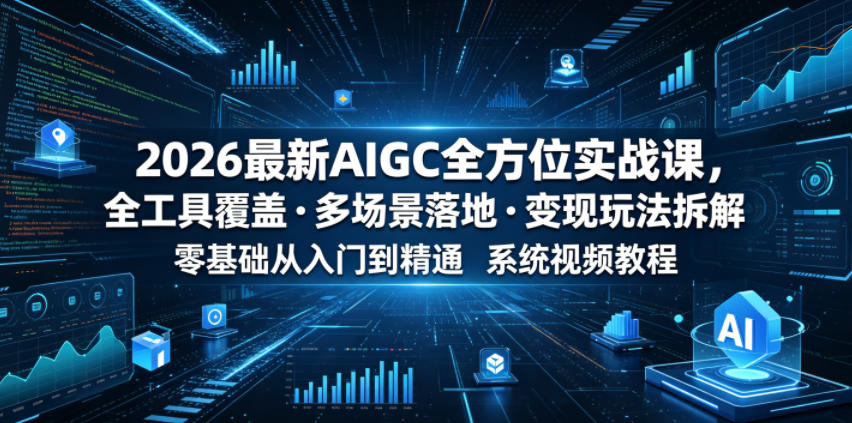 2026最新AIGC全方位实战课，全工具覆盖・多场景落地・变现玩法拆解，零基础从入门到精通系统视频教程-资源后花园