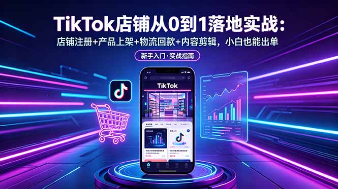 TikTok店铺从0到1落地实战：店铺注册+产品上架+物流回款+内容剪辑，小白也能出单-资源后花园