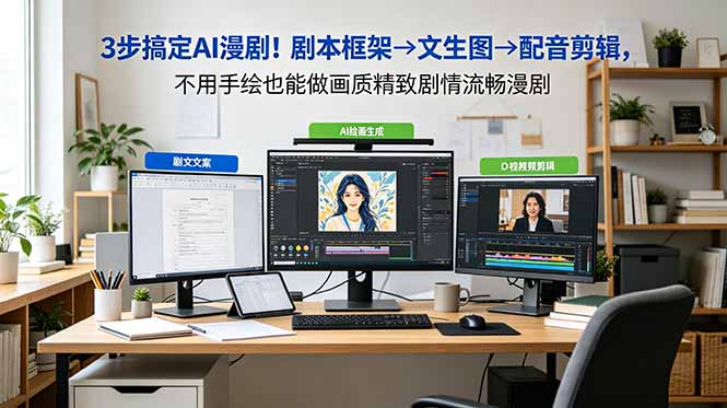 3步搞定AI漫剧！剧本框架→文生图→配音剪辑，不用手绘也能做画质精致剧情流畅漫剧-资源后花园