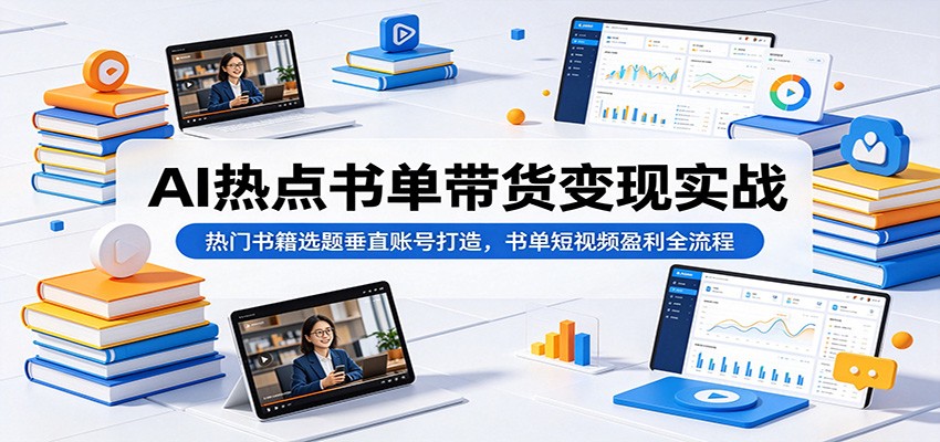 AI热点书单带货变现实战：热门书籍选题垂直账号打造，书单短视频盈利全流程-资源后花园