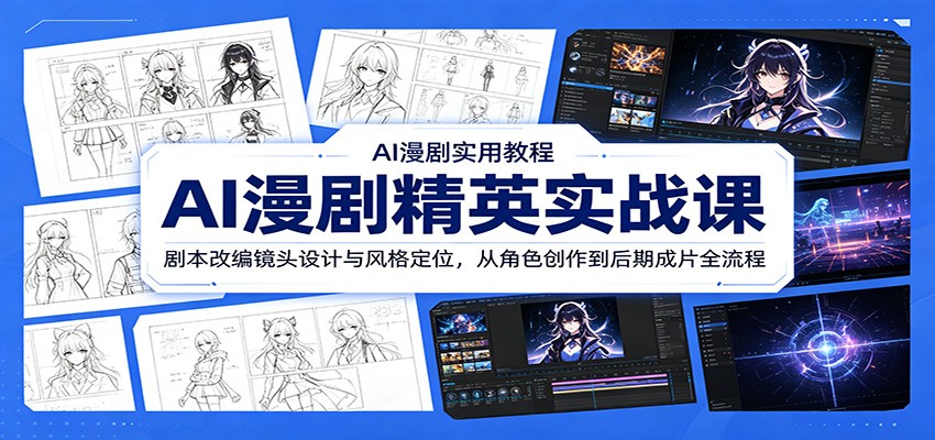 AI漫剧精英实战课：剧本改编镜头设计与风格定位，从角色创作到后期成片全流程-资源后花园