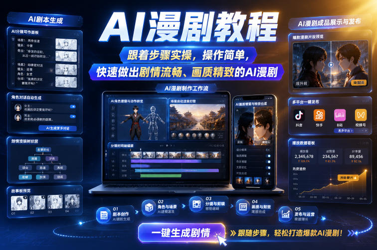 AI漫剧教程，跟着步骤实操，操作简单，快速做出剧情流畅、画质精致的AI漫剧-资源后花园