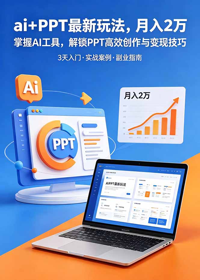 ai+PPT最新玩法，月入2万掌握AI工具，解锁PPT高效创作与变现技巧3天入门，实战案例·副业指南-资源后花园