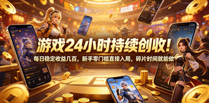 游戏24小时持续创收！每日稳定收益几百，新手零门槛直接入局，碎片时间就能做【揭秘】-资源后花园