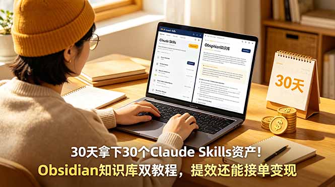 30天拿下30个Claude Skills资产！Obsidian知识库双教程，提效还能接单变现-资源后花园