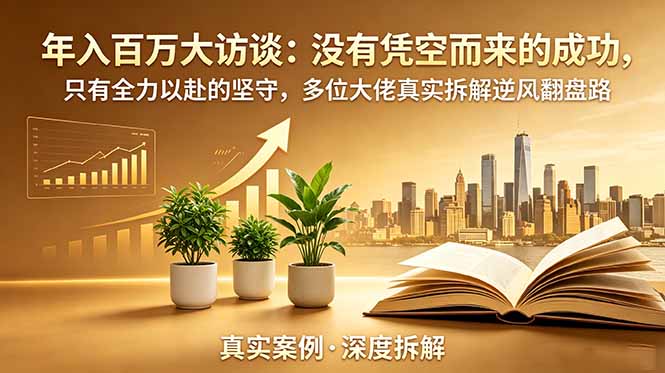 年入百万大访谈-更新：没有凭空而来的成功，只有全力以赴的坚守，多位大佬真实拆解逆风翻盘路-资源后花园