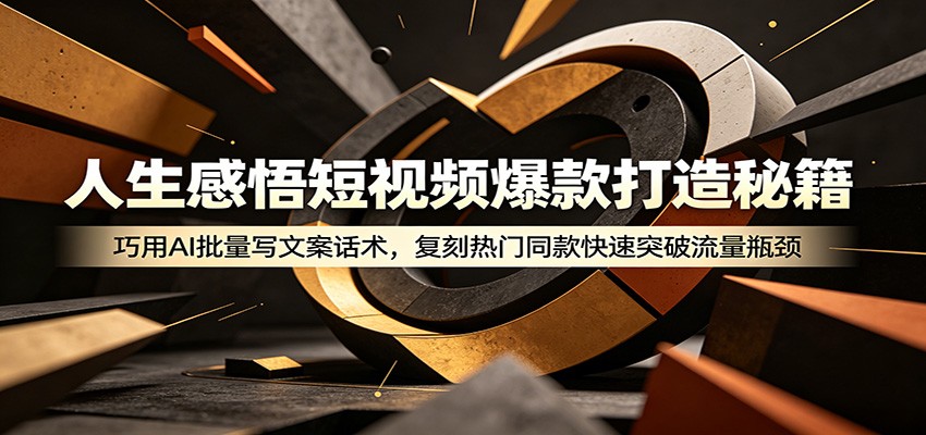人生感悟短视频爆款打造秘籍：巧用A 批量写文案话术，复刻热门同款快速突破流量瓶颈-资源后花园