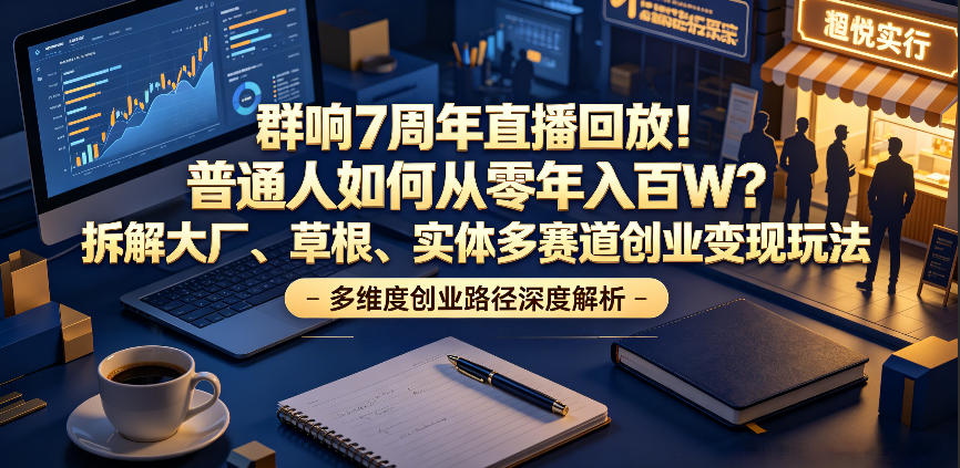 群响7周年直播回放！普通人如何从零年入百W？拆解大厂、草根、实体多赛道创业变现玩法-资源后花园