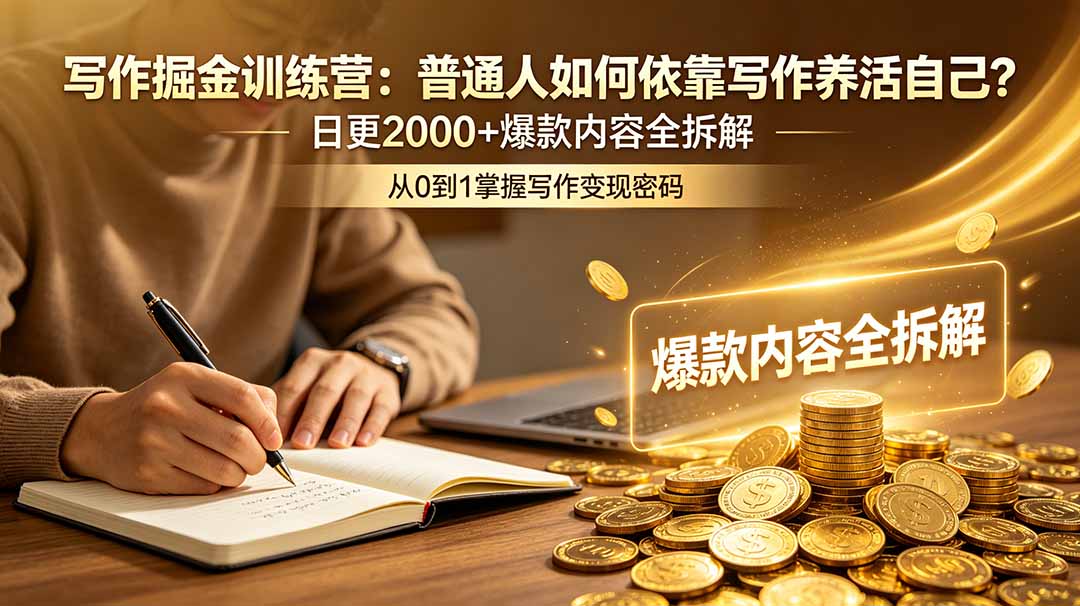写作掘金训练营：普通人如何依靠写作养活自己？日更2000+爆款内容全拆解-资源后花园