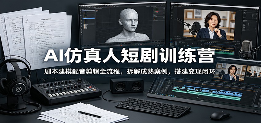 AI仿真人短剧训练营：剧本建模配音剪辑全流程，拆解成熟案例，搭建变现闭环-资源后花园