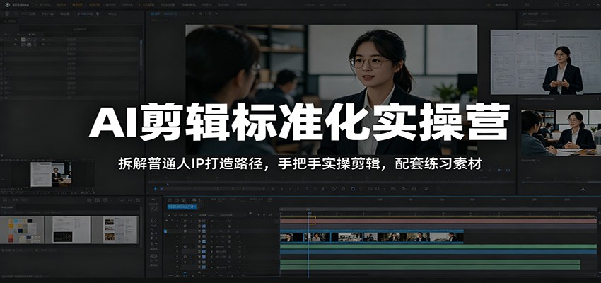 AI剪辑标准化实操营：拆解普通人IP打造路径，手把手实操剪辑，配套练习素材-资源后花园