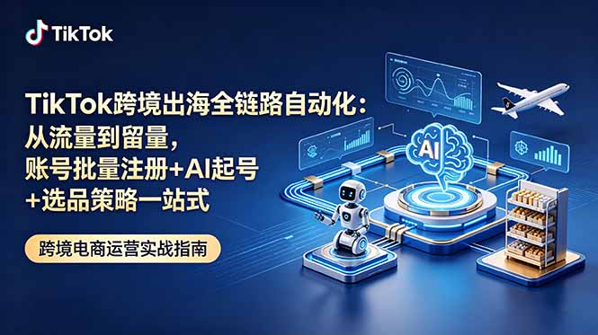 TikTok跨境出海全链路自动化：从流量到留量，账号批量注册+AI起号+选品策略一站式-资源后花园