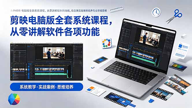 剪映电脑版全套系统课程，从零讲解软件各项功能，结合海量实战案例培养专业剪辑思维-资源后花园