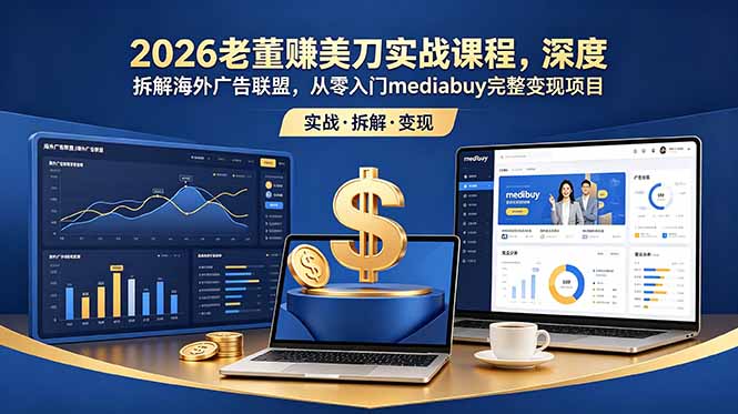 2026老董赚美刀实战课程，深度拆解海外广告联盟，从零入门mediabuy完整变现项目-资源后花园