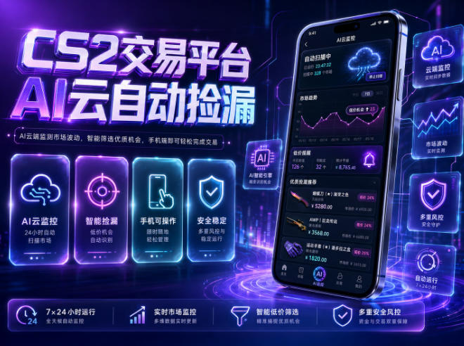 CS2交易平台AI云自动捡漏，多年稳定运行，无需手机，支持任何形式验证，日入300+【揭秘】-资源后花园