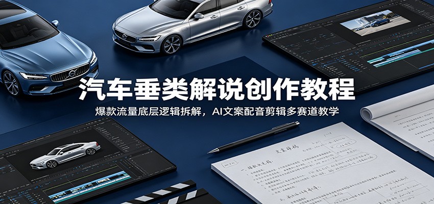 汽车垂类解说创作教程：爆款流量底层逻辑拆解，AI文案配音剪辑多赛道教学-资源后花园