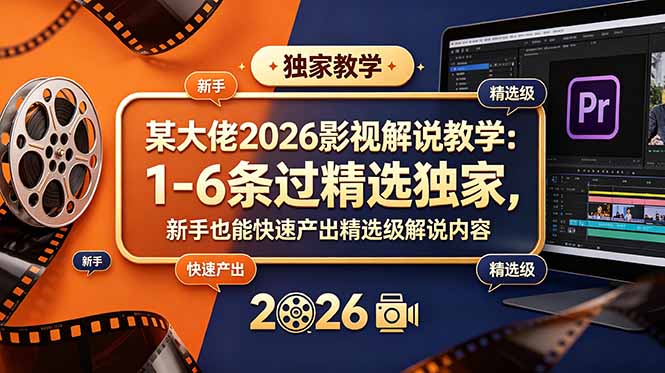 某大佬2026影视解说教学：1-6条过精选独家，新手也能快速产出精选级解说内容-资源后花园