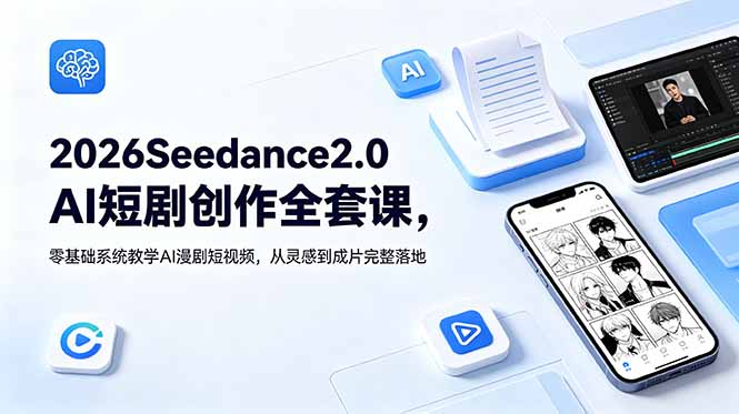 2026Seedance2.0AI短剧创作全套课，零基础系统教学AI漫剧短视频，从灵感到成片完整落地-资源后花园