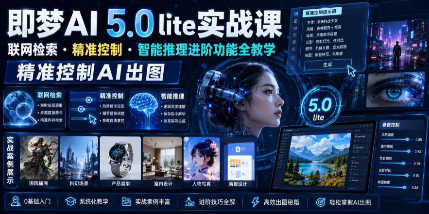 即梦AI 5.0 lite实战课，联网检索・精准控制・智能推理进阶功能全教学，精准控制AI出图-资源后花园